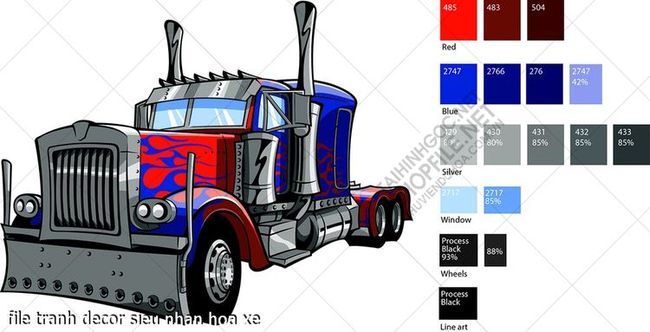 file tranh decor sieu nhan hoa xe